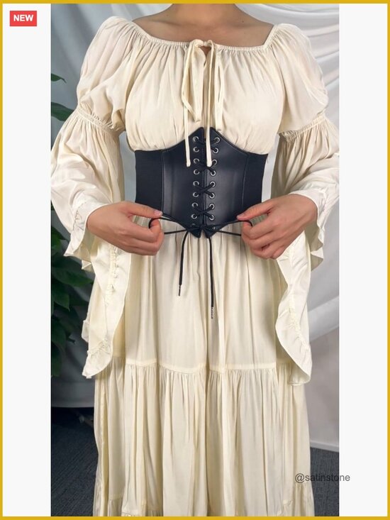 PU Leather Lace-up Cinch Belt Elastic Waist Corset Belt